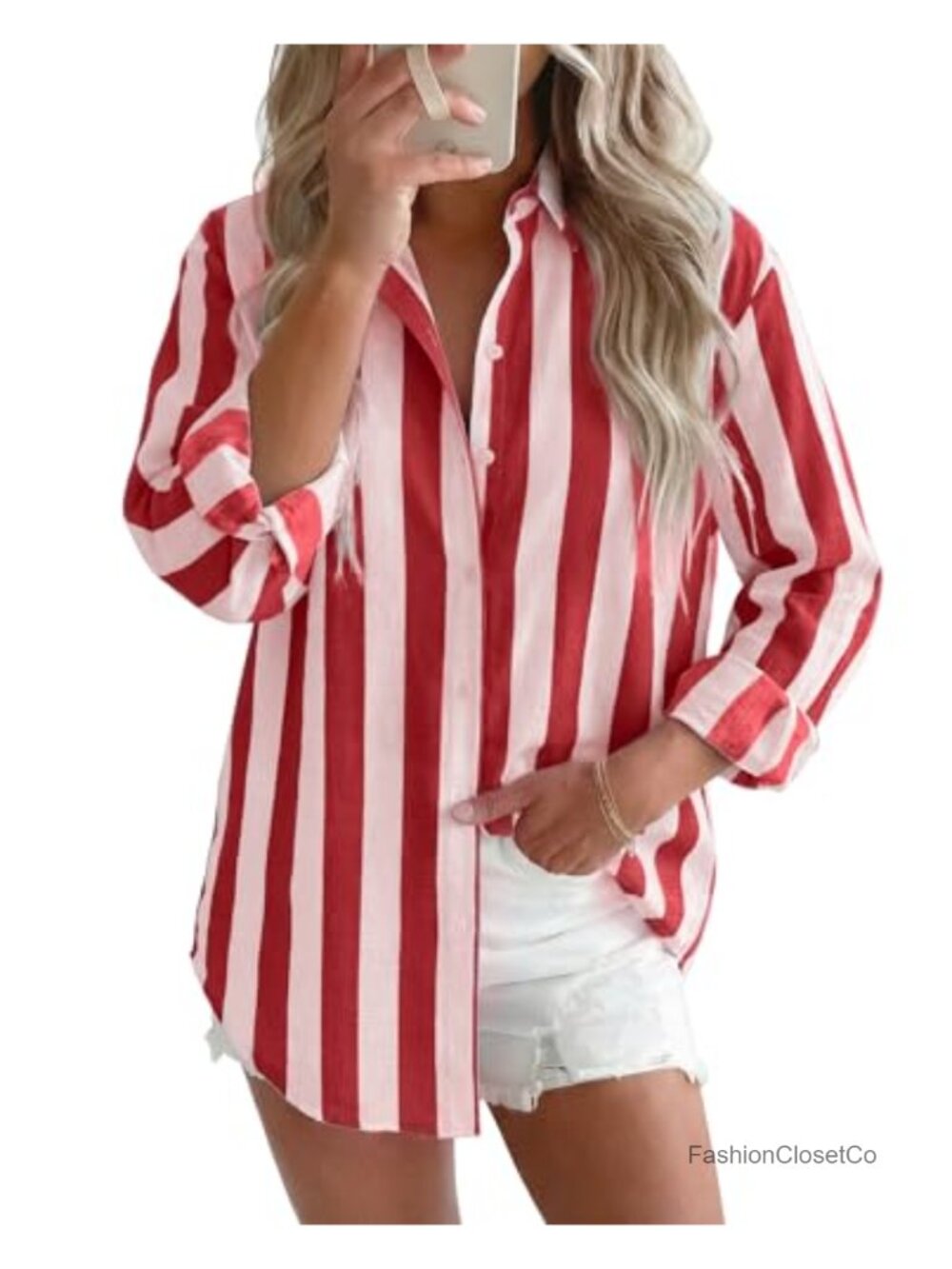 Oversized Striped Linen Button Down Shirt Long Sleeve Blouse